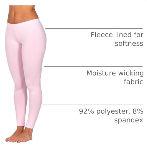 Image of Thermajane Long Johns for Women - Thermal Leggings for Women, Fleece Lined Thermal Underwear Bottoms (Large, Baby Pink)