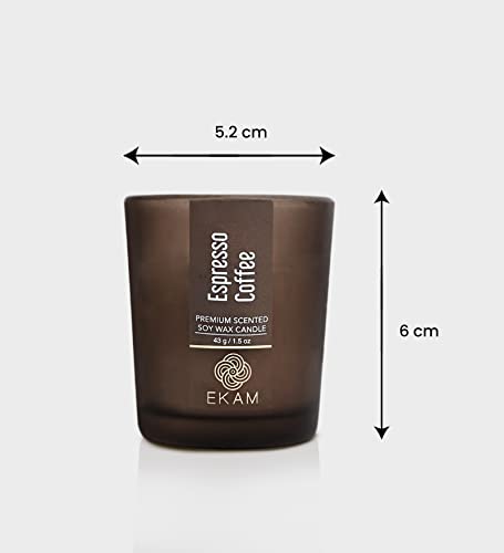 Image of EKAM Espresso Coffee Votive Soy Wax Scented Candle, 40 Grams, 10 Hours Burn Time| Long Lasting Premium Candles | Ideal for Home Decor | Gifting & Aromatherapy (Pack of 6)