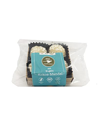 eat Performance® Paleo Kokos-Mandel Kugeln (4x 10g) - Leckerer Bio Kokos-Kugeln ohne künstlichen Zuckerzusatz & aus 100% natürlichen Zutaten I Paleo, getreidefrei & glutenfrei Cover