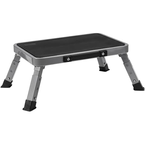 BOCOM One Step Stool, Height-Adjustable Lightweight Portable Folding Small Metal Step Ladder with Handgrip, Non-Slip Platform, Heavy Duty 330 lbs Capacity, for Home, Kitchen, Closet, RV, Adults Kids Cover