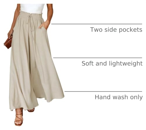 Image of Dokotoo Pants for Women Casual Elastic Waist Wide Leg Pants with Pockets