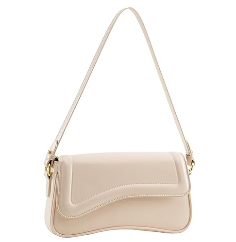 onhtit Small Shoulder Bag for Women Clutch Hobo Purse with Zipper Crossbody Purse Retro Vegan Leather Tote Handbag (03-Beige)