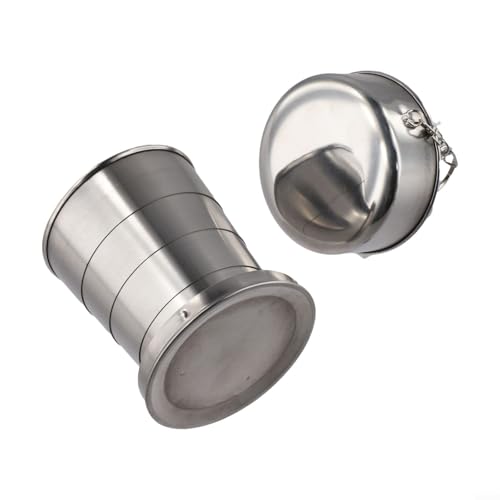 Taza de café plegable de acero inoxidable con tapa, 250 ml, para uso diario en el trabajo, viajes y casa (tamaño grande de 250 ml) - imagen 2