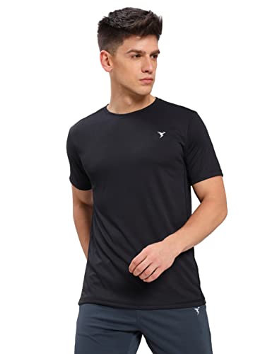Image of TECHNOSPORT Men's Slim Fit Polyester Activewear Sports T-Shirt with Moisture-Wicking Comfort for Workout, Running & Gym