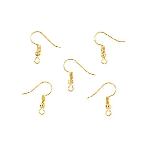 Angel Malone (100 (50 Pairs) of Earring Hooks with Ball, Jewellery Making Findings - UK Seller (Gold Plated) Cover