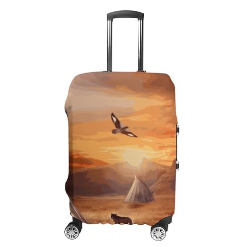 Native American Tribes Luggage Cover, Washable Elastic Suitcase Cover Protector Fit 18-32 Inch Luggage