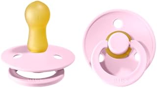 BIBS Colour Soother 2-Pack, BPA Free Dummy Pacifier, Round Nipple. Natural Rubber Latex, Size 2 (6-18 Months), Blush / Blush
