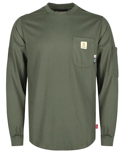 31QtUcmkK5L. SL500 BOCOMAL FR Shirts 6oz Lightweight Smooth Fit Flame Resistant Long Sleeve Crew Neck Shirt Fire Retardant Workwear NFPA2112 CAT2