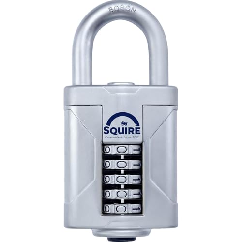 Squire Heavy Duty Padlock (Vulcan Combi 60) - Toughest Open Shackle - 5 Wheel Vulcan Padlock - Steel Cast Alloy for Corrosion Resistance - Weatherproof Lock for Home, School & Shed (Blue, 2.36')