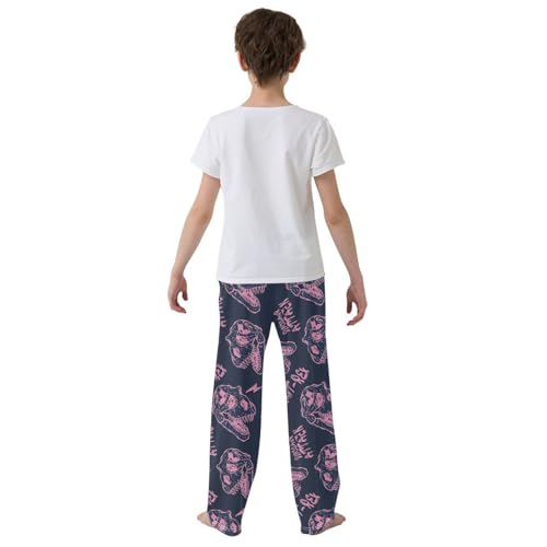 ZZKKO Dinosaur Skull Typography Pink Boys Pants for Kids Jogger Pants with Pockets S-XL3