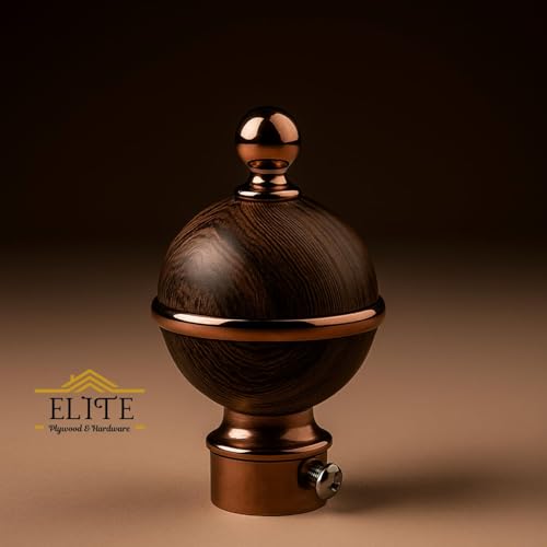 Image of Urban Elite Premium Curtain End Cap - Elegant Decorative Rod Finial for Window Drapes, Smooth Finish, Durable & Stylish, Perfect for Home & Office Decor (Rosegold|Wooden, Wooden, Medium)