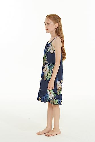 Image of Matchable Family Hawaiian Luau Men Women Girl Boy Clothes in Pineapple Garden Navy