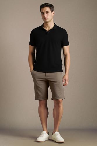 Image of Louis Philippe Men's Slim fit Solid & Cotton Stretch Everyday Shorts | Stylish and Flattering Silhouette