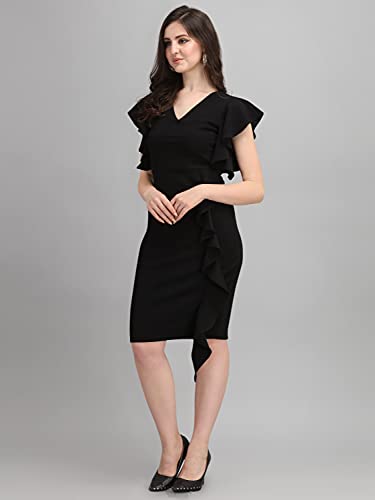 Image of Sheetal Associates Women's Short Sleeve V-Neck Bodycon Casual Mini Dress