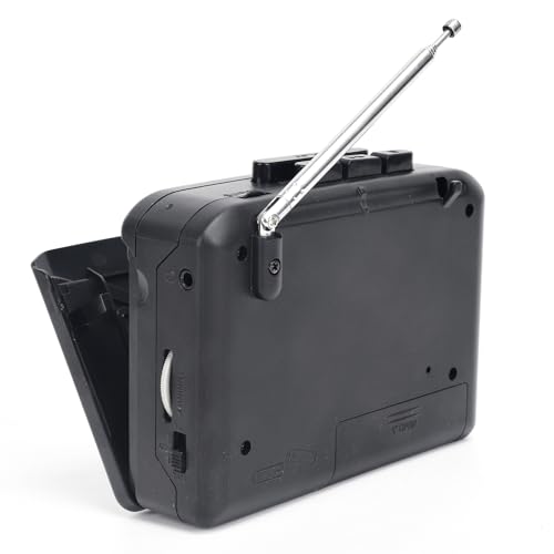 Reproductor de casete portátil USB con radio AM/FM analógica y alimentación dual DC