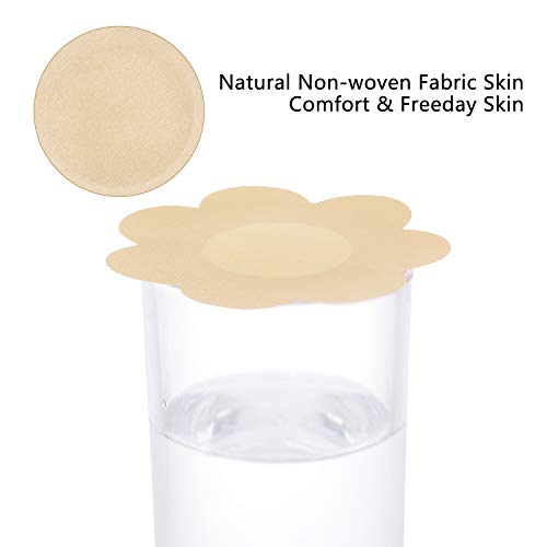 Geyoga 30 Pieces Nipple Cover Breast Pasties Plum Shaped Disposable Breast Covers Self Adhesive Petal Bra Pasties(Nude) #TOP3