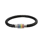 kunstleder armband stinkt  Kunstleder Geflochtenen Regenbogen Magnetverschluss Armband Armbandarmband