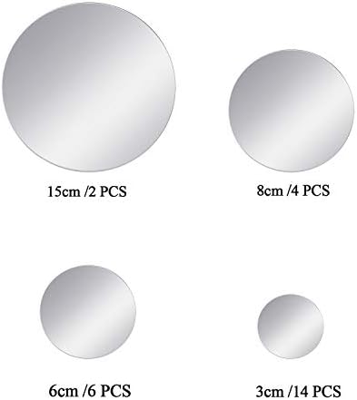 Aneco Flexible Mirror Wall Stickers Set Removable Acrylic Mirror Circle Self Adhesive Mirror Decal for Home Decor