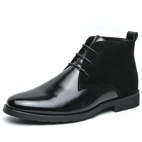 Men'S Leather Lace-Up Formal Chelsea Boots Vintage Leather Stitching Low Chunky Heel Business Dress Boots Meeting Work Ankle Boots