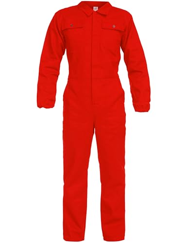 BWOLF ANAX 100% Algodón Mono de Trabajo Hombre Mono Trabajo Hombre Mono Trabajo Mujer con 5 Bolsillos… (Rojo, XL)