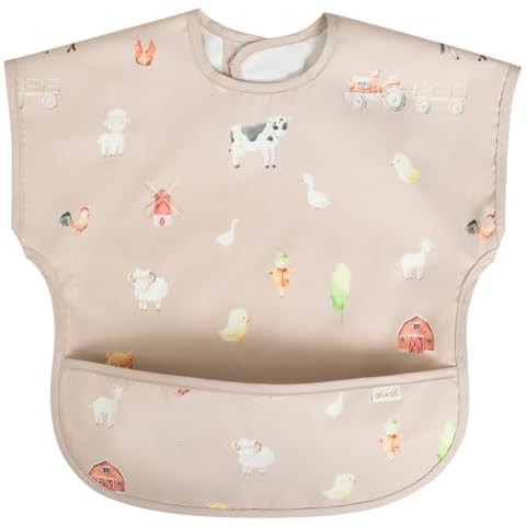 Ali+Oli Smock Bib for Baby (1-pc) Short Sleeve Set (Farm) BPA-Free Oeko-Tex Certified, Toddler Bib Ages 6m+ Cover