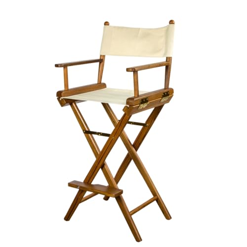 HomeRoots 476329 White & Brown Solid Wood Director Chair