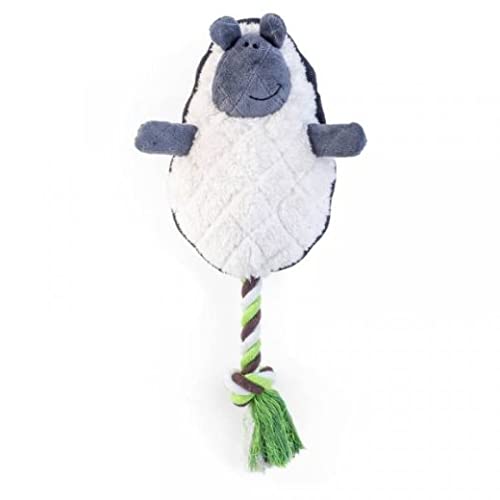 Zoon Fetch a Sheep Squeaky Rope Plush Tug of War Dog Toy 39 x 19cm