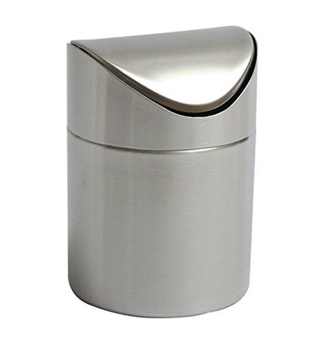 mkki Stainless Steel Ashtrays Trash Bin1.5L Mini Car Dust Bin Table Ash Bin Swing Lid Kitchen Worktop Waste Rubbish Trash Can mkki Stainless Steel Ashtrays Trash Bin1.5L Mini Car Dust Bin Table Ash Bin Swing Lid Kitchen Worktop Waste Rubbish Trash Can