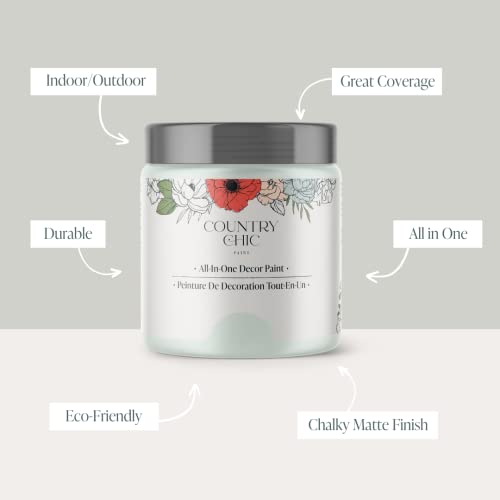 Country Chic All-in-One Chalk Paint for Furniture, Cabinets, Home Decor, Eco-Friendly, Matte Finish, Built-In Primer & Top Coat for Wood, Metal - String of Pearls (Light Green) - 4 oz (118 ml)