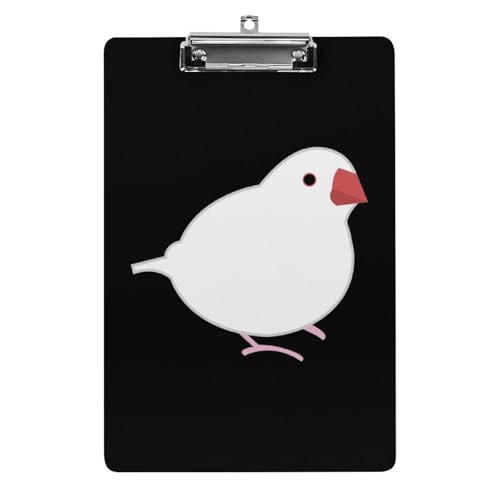 クリップボード A4 縦型 1匹のシロブンチョウ 白文鳥 アニメ ファイルボード 壁掛け 画板 書きやすい お会計ボード て持ち運びやす 文書整理 文房具 会議パッド 事務用品 メモ 学校 家庭用バインダー