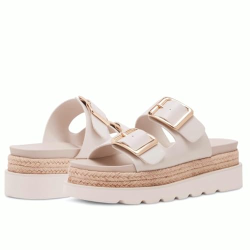 Image of Dsevht Raffia Platform Wedges Sandals for Women Espadrille Slide Sandal Adjustable Summer Woven Straw Crochet Cute Casual Beach Shoes