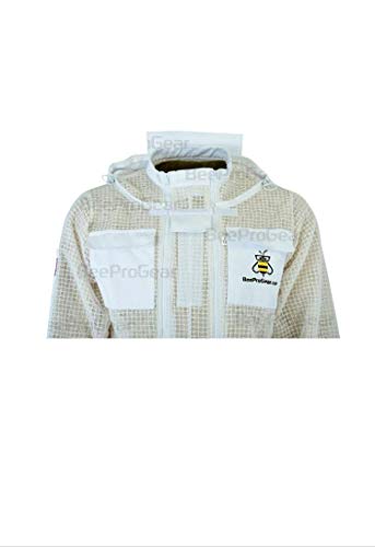 RVWDG 3-lagige Doppelreißverschlüsse Bienenschutzanzug rund mit gratis Handschuhen, weiß, Größe S – Bild 6