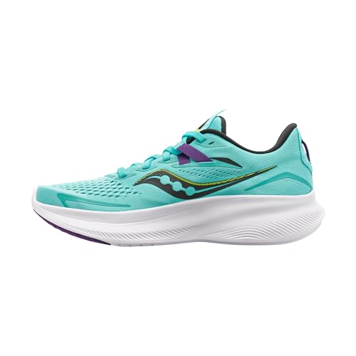 Saucony Women's Ride 15 Sneaker, Cool Mint/Acid, 9.5