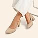 DREAM PAIRS Women's Pumps Low Chunky Block Heel Dress Shoes Closed Round Toe Comfortable Heels,Size 9,Nude-Pu,SDPU2462W