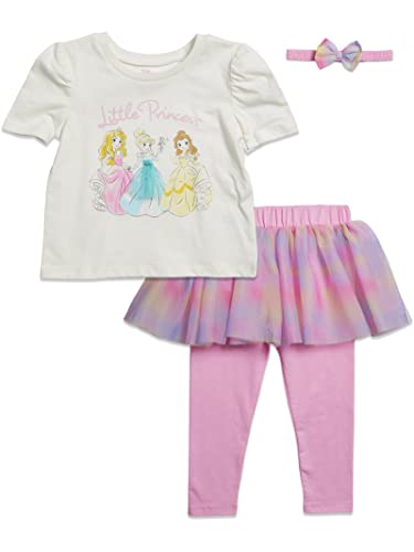 Disney Princess Cinderella Little Girls T-Shirt Leggings and Headband 3 Piece Outfit Set Princesses 6-6X