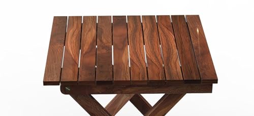 Image of Patio Folding Wooden Coffee & Tea Table, Outdoor Square Portable End Desk for Picnic, Camping, Dining, Balcony and Garden Bistro Side Table, 15x15x15 Inches