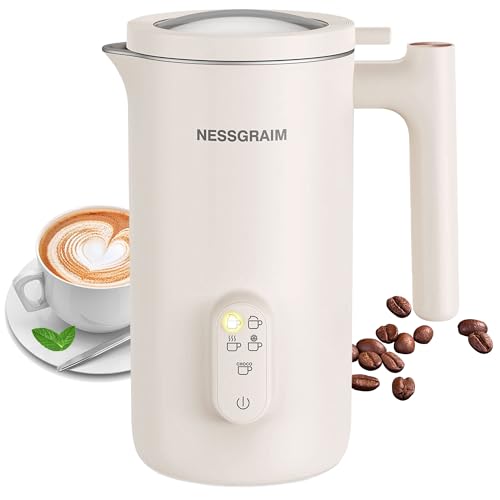 NESSGRAIM Milk Frother and Steamer, 5-in-1 Electric Milk Frother for Latte, Cappuccino, Hot...