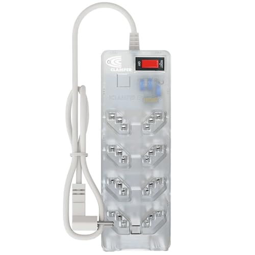 Filtro de Linha iCLAMPER Energia 8 com Proteção contra Surtos Elétricos(DPS) 8 Tomadas, 3 Pinos, 10 Amperes para PC, Notebook, Monitor, Impressora, PS5, Alexa e etc, Bivolt, Cabo de 1m Transparente