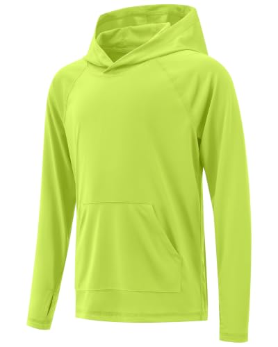 Image of Boys Rash Guard Long Sleeve Hoodie Swim Shirt with Pocket Youth Kids UPF 50+ Sun Protection Fishing Shirts Thumb Hole