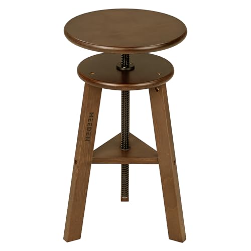 MEEDEN Walnut Drafting Stool with Solid Beech Wood, Height Adjustable Artist Studio Stool, Bar Stool, Office & Kitchen Stool, Perfect for Studio, Home Use, Bars