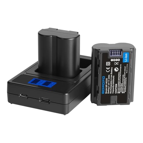 GOROFO 2-Pack NP-W235 Replacement Battery with Dual Charger for Fujifilm Cameras - Compatible with X-T5/X-T4/X-H2/X-H2S/X-S20/VG-XT4/GFX50S II/GFX100S