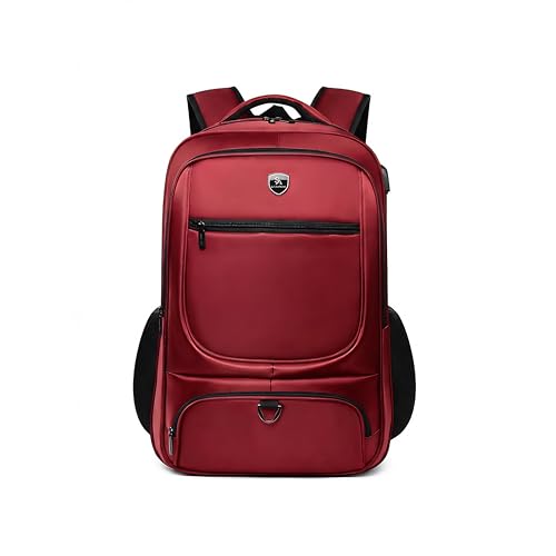 Heyoo Mochila À Prova d'Água com Carregamento USB - Masculina Feminina Notebook Grande Capacidade para Escola, Academia, Trabalho ou Viagens Curtas (Bordô)
