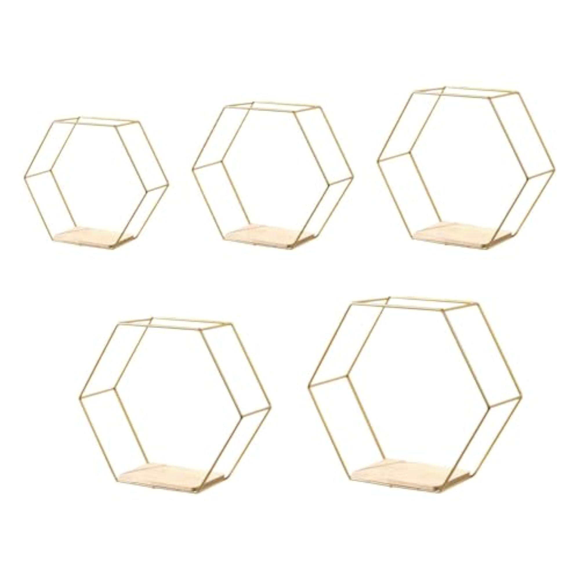 5Pcs Hexagon Iron Wall Shelves Storage Rack Display