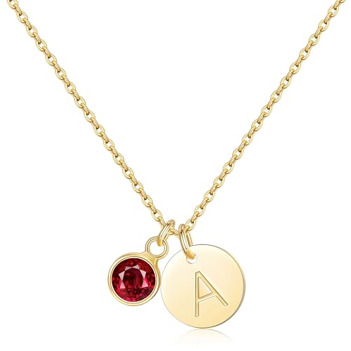 Bijoux personnalisés anniversaire : collier initiale et pierre de naissance femme