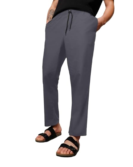 Men's Premium Cotton Solid Pyjamas with Elasticated Waist and Dual Side Pockets – Comfortable and Stylish Lounge Pants in Gray, Black & Navy Blue Colors.-image-7