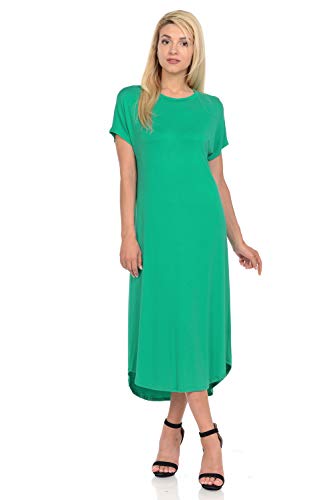 iconic luxe Women's A-Line Short Sleeve Midi Dress Small Green