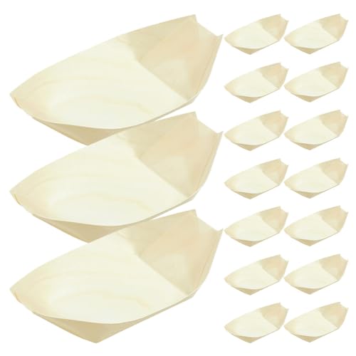 Platos desechables de madera para sushi, 200 unidades miniatura 1