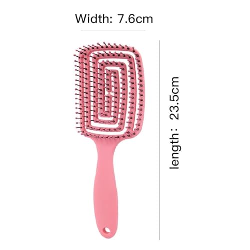 Image of Curved Vented Hair Brush for Fast Blow Drying, Professional Detangling Styling Brush for Wet & Dry Curly, Thick, Straight Hair for Women & Men (pink)