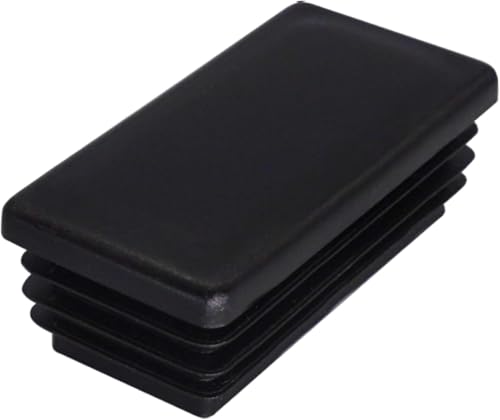 Image of (Pack of 6) Rectangular Plastic Plugs 1-3 /16 inch x 2-3 /8 inch (30 x 60 mm), Matt Plugs, Rectangular Tube Inserts, Fence Post Caps, Jet Black RAL 9005