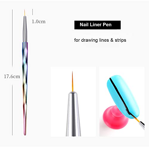 Baugger 3 peças de pincéis para arte em unhas, conjunto de pincéis de acrílico UV gel para pintura d
